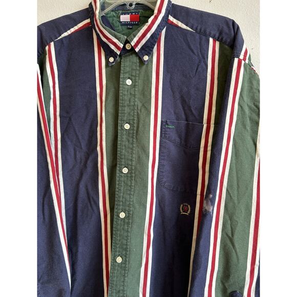 Vintage Tommy Hilfiger Embroidered Crest Shirt Men’s XL Long Sleeve Button Down - Picture 2 of 13